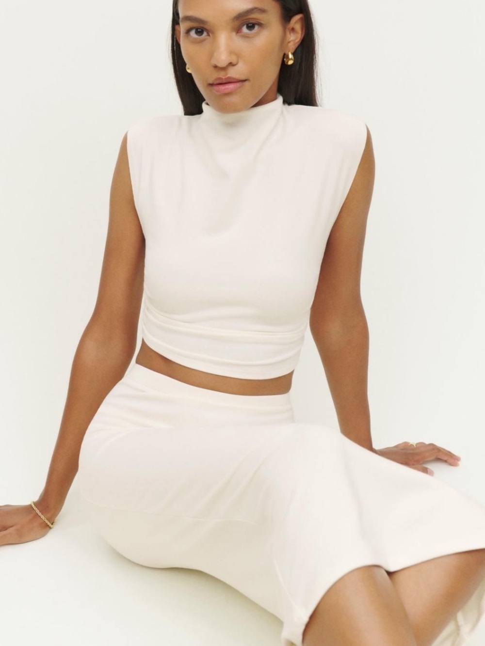Reformation Cream Midi Dress Set